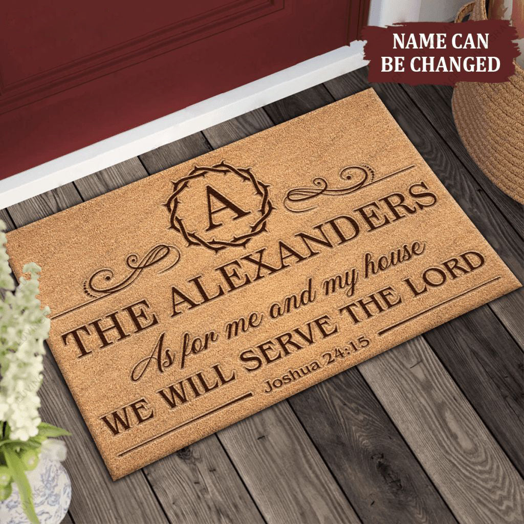 Vintage Crown of Thorn As For Me And My House Personalized Doormat