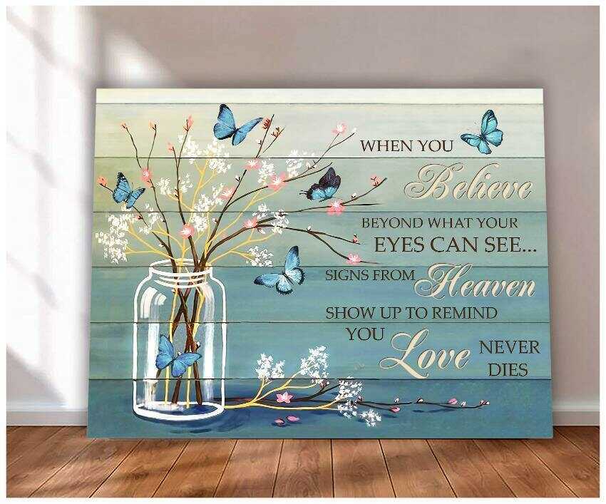 Sympathy Canvas Gifts When You Believe Butterfly Wall Art Decor