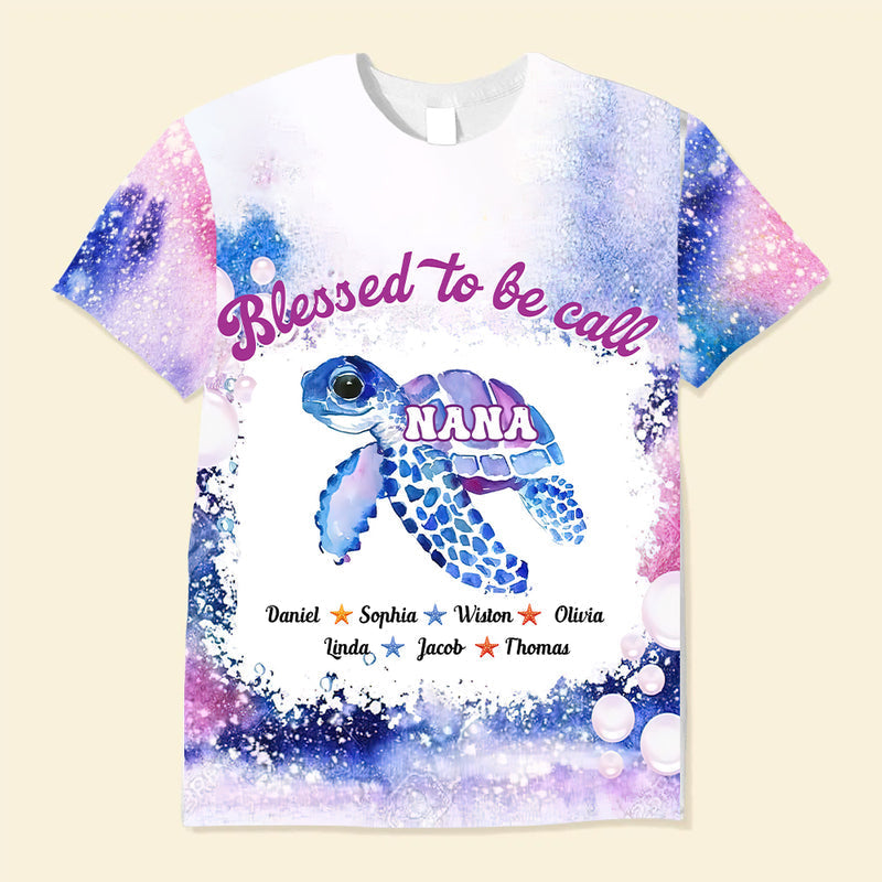 Blessed to be call Grandma Personalized Turtle T-shirt