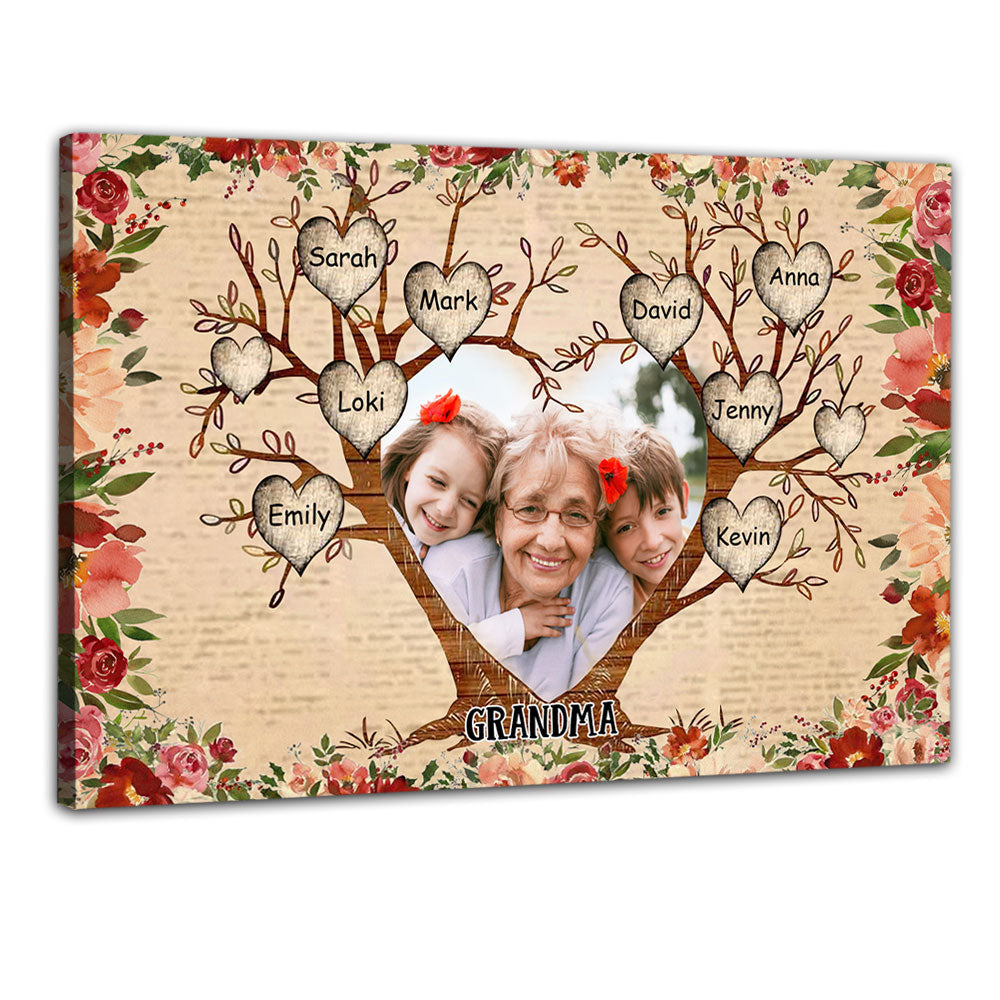 Best Grandma Heart Tree - Personalized Photo Poster - Gift For Grandma