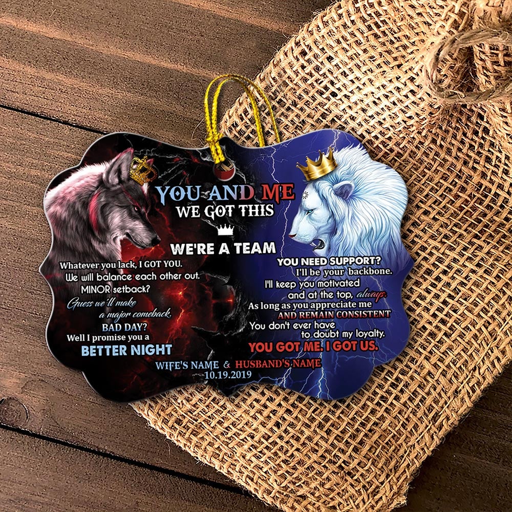 Personalized Couple Lion And Wolf Ornament You And Me Wo Got This We're A Team Lion And Wolf Acrylic Ornament