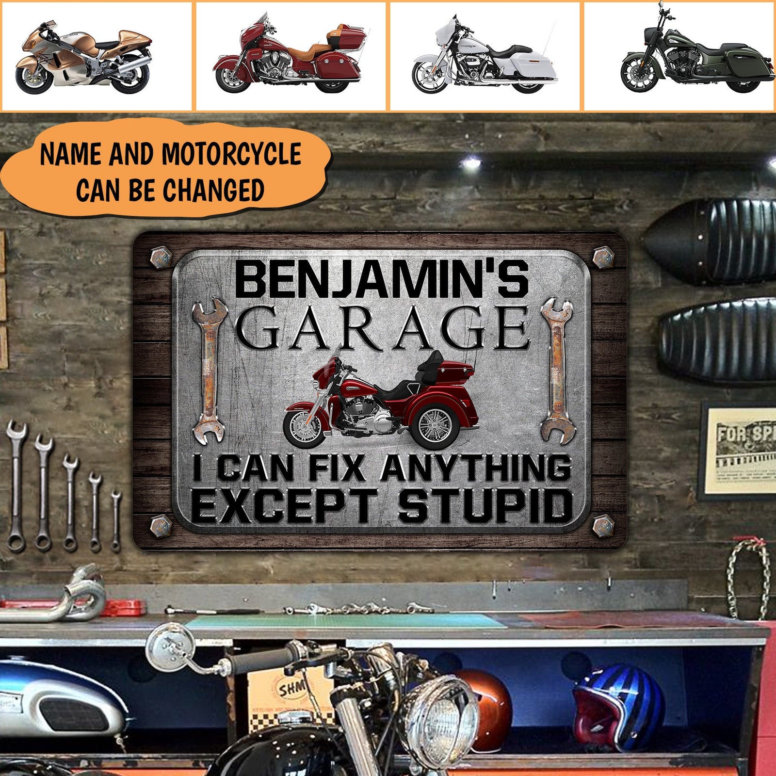 Motorcycle Personalized Cut Metal Sign, Personalized Gift for Motorcycle Lovers